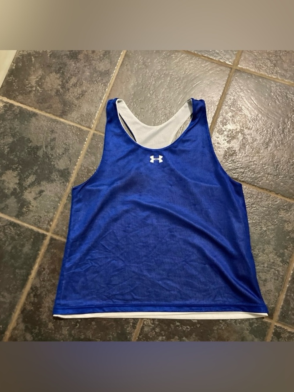 Under Armour Royal Blue and White Reversible Training Tank Size S